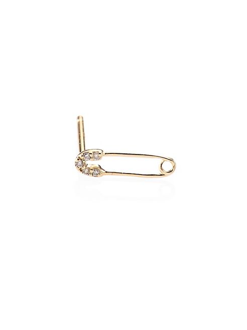 Sydney Evan - Safety Pin Diamond & 14K Yellow Gold Single Stud Earring