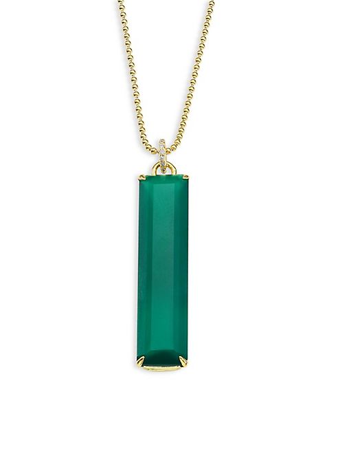 ILA - Linus Green Onyx & 14K Yellow Gold Pendant Necklace