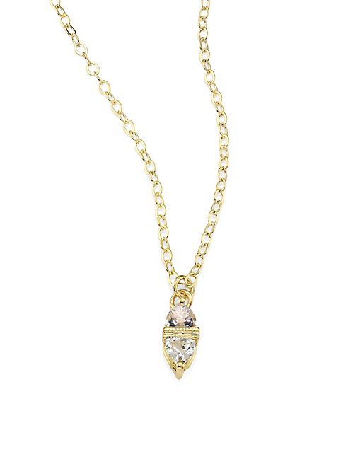 ILA - Nessa White Sapphire & 14K Yellow Gold Pendant Necklace