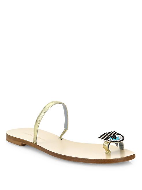 Chiara Ferragni - Flirting Leather Toe Ring Sandals