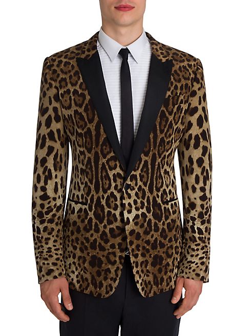 Dolce & Gabbana - Leopard Printed Regular-Fit Silk Blazer