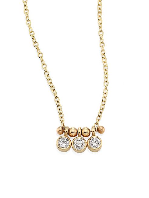 Zoe Chicco - Trio Diamond & 14K Yellow Gold Pendant Necklace