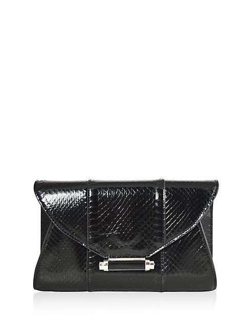 Judith Leiber - Mini Baker Metallic Snakeskin Envelope Clutch