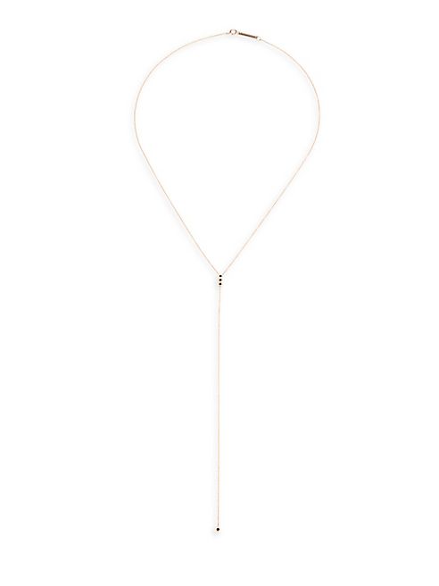 Zoe Chicco - Black Diamond & 14K Rose Gold Lariat Necklace