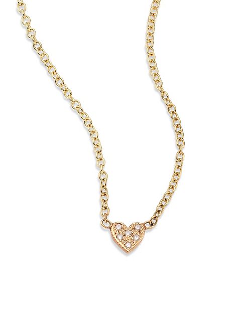 Zoe Chicco - Itty Bitty Heart Diamond & 14K Yellow Gold Pendant Necklace