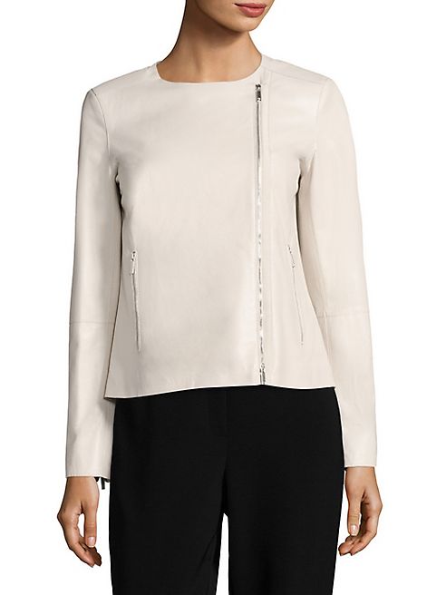 Lafayette 148 New York - Christa Pebbled Leather Moto Jacket