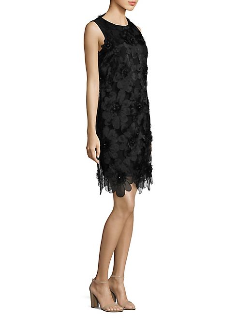 Badgley Mischka - Floral-Applique Shift Dress