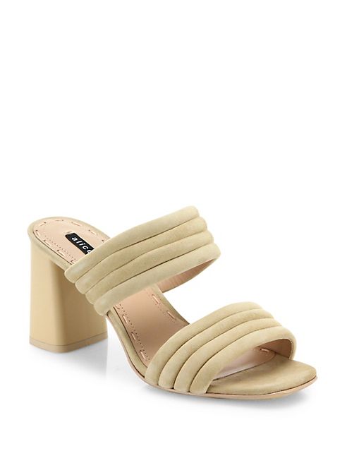 Alice + Olivia - Colby Suede Block Heel Slide Sandals