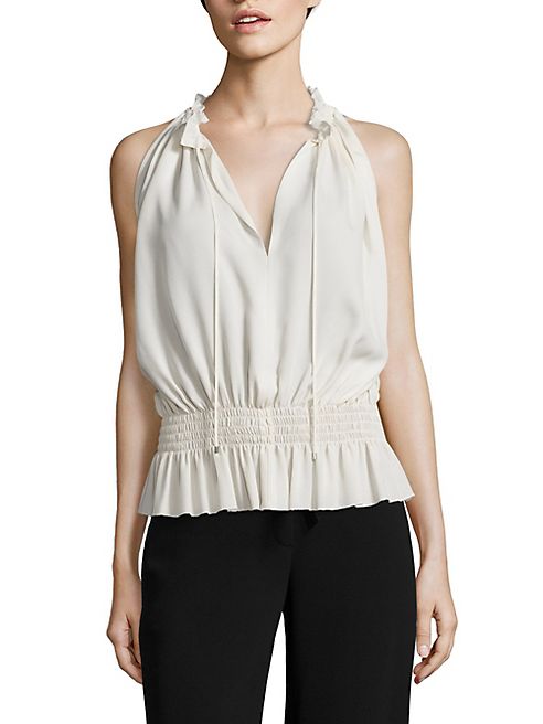 Theory - Dezzie Smocked Silk Georgette Blouse