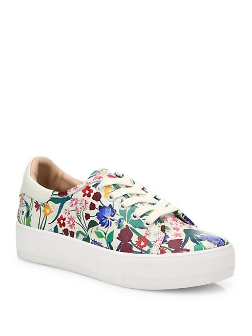 Alice + Olivia - Pemton Floral-Print Nappa Leather Platform Sneakers