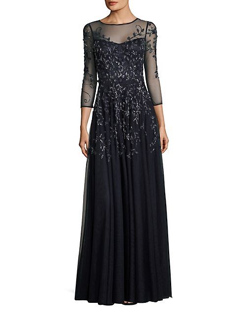 Theia - Beaded Embroidered Gown