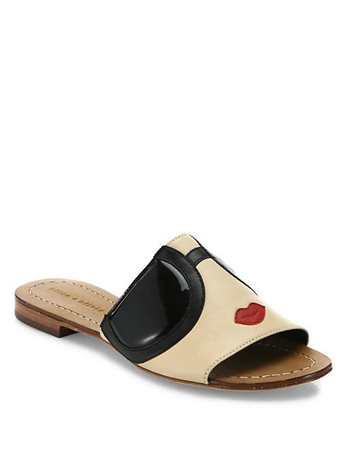 Alice + Olivia - Stace Face Leather Slide Sandals