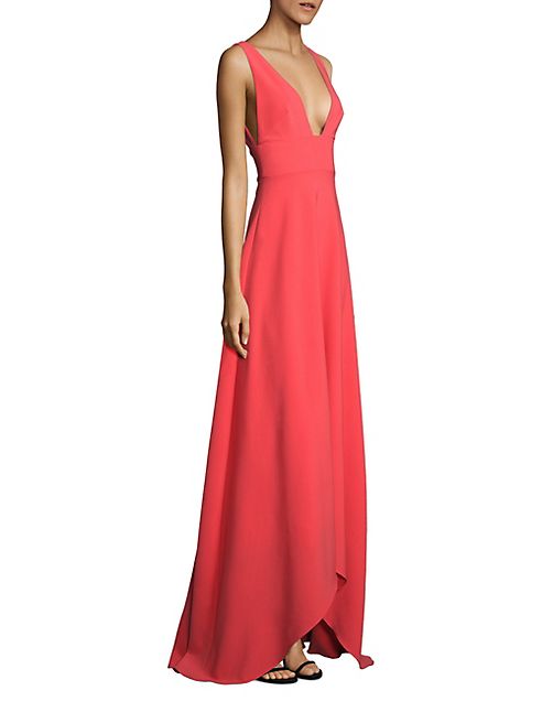 ML Monique Lhuillier - Solid Sleeveless High-Low Gown