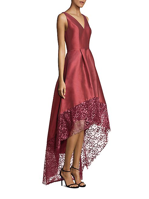 ML Monique Lhuillier - Lace Trim Hi-Lo Gown