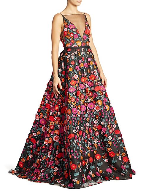 Lela Rose - Floral Illusion Gown