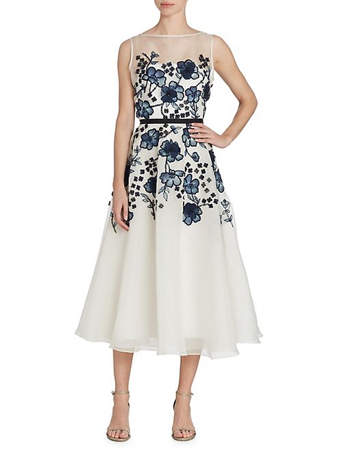 Lela Rose - Floral Embroidered Dress