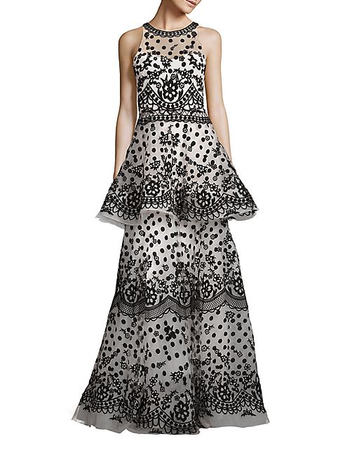 Marchesa Notte - Sleeveless Tiered Gown