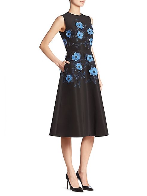 Lela Rose - Embroidered A-Line Dress