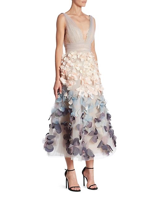 Marchesa Notte - Ombre Flutter Dress