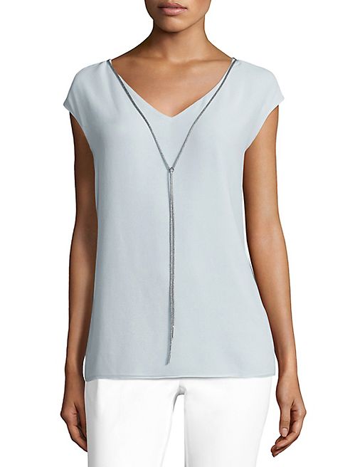 Lafayette 148 New York - Chain Detail Silk & Cotton Top