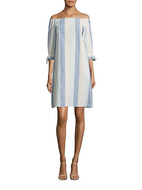 Lafayette 148 New York - Elaina Striped Off-The-Shoulder Dress