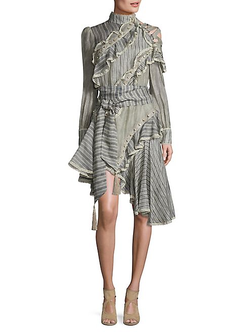 Zimmermann - Cavalier Antique Striped Silk & Lenin Shirt Dress