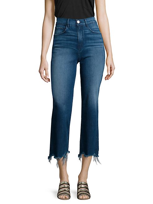 3x1 - Shelter Distressed Cropped Wide-Leg Jeans