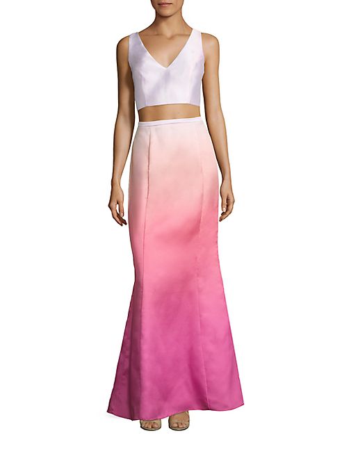 Laundry by Shelli Segal - Ombre Cropped Top and Skirt Set