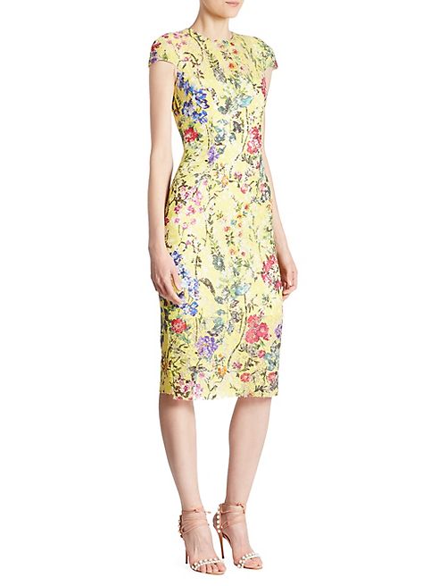 Monique Lhuillier - Cap Sleeve Sheath Dress