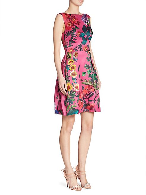 Monique Lhuillier - Sleeveless Floral Dress