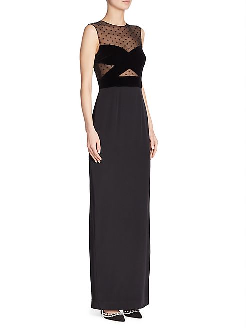 Monique Lhuillier - Sleeveless Illusion Gown