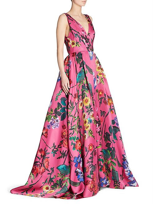 Monique Lhuillier - Sleeveless V-Neck Ball Gown