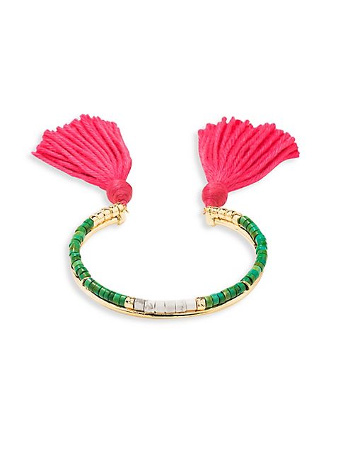 Aurélie Bidermann - Green Jasper Beaded Tassel Bracelet