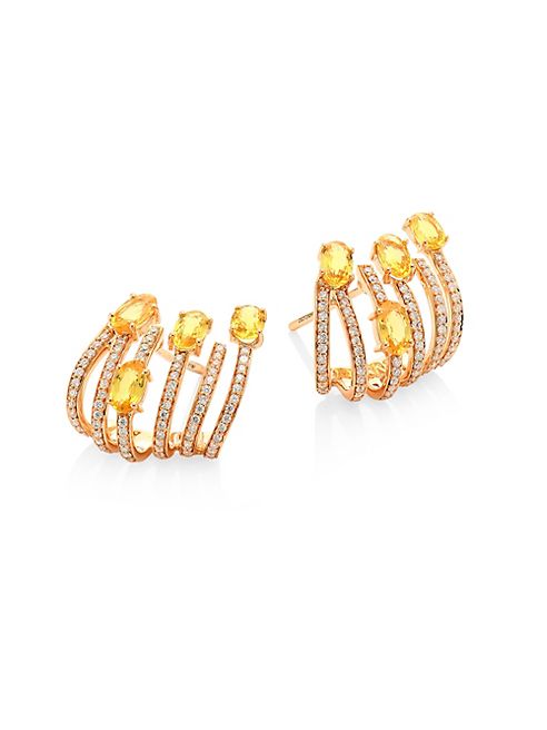 Hueb - Spectrum Diamond, Yellow Sapphire & 18K Yellow Gold Ear Cuffs