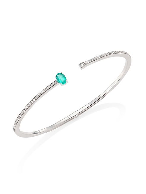 Hueb - Spectrum Diamond, Emerald & 18K White Gold Bangle