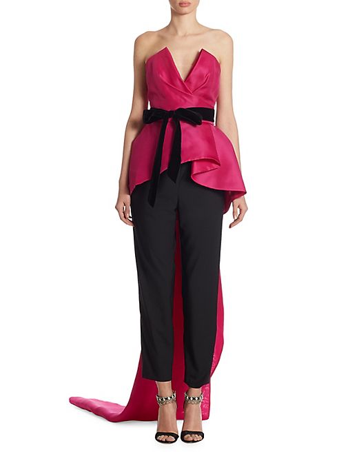 Monique Lhuillier - Orchid Silk Peplum Top