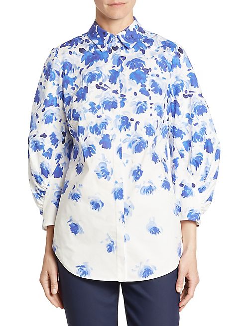 Lela Rose - Cotton Floral-Print Shirt