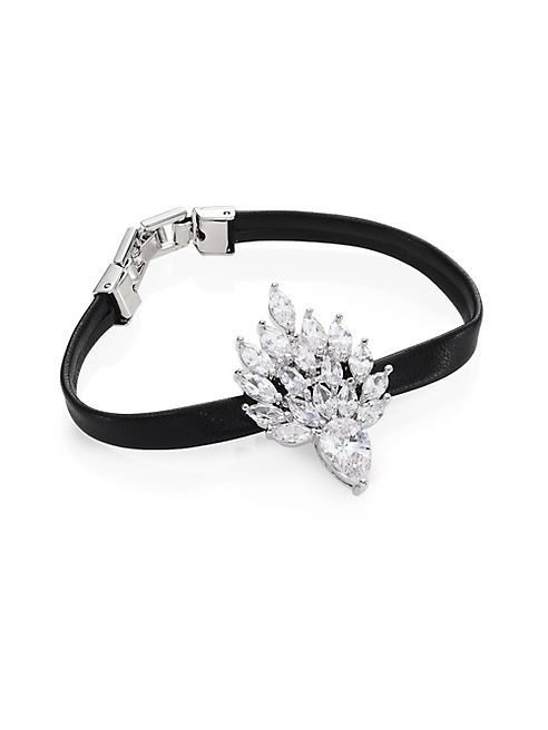 Fallon - Monarch Mini Flame Crystal & Leather Bracelet