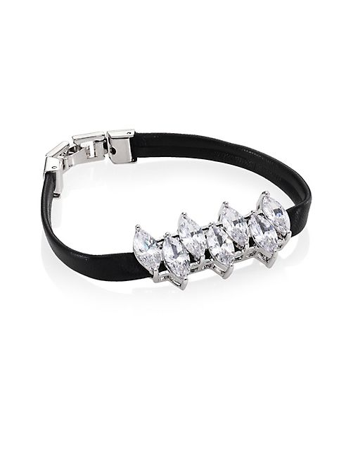 Fallon - Monarch Mini Jagged Edge Crystal & Leather Bracelet