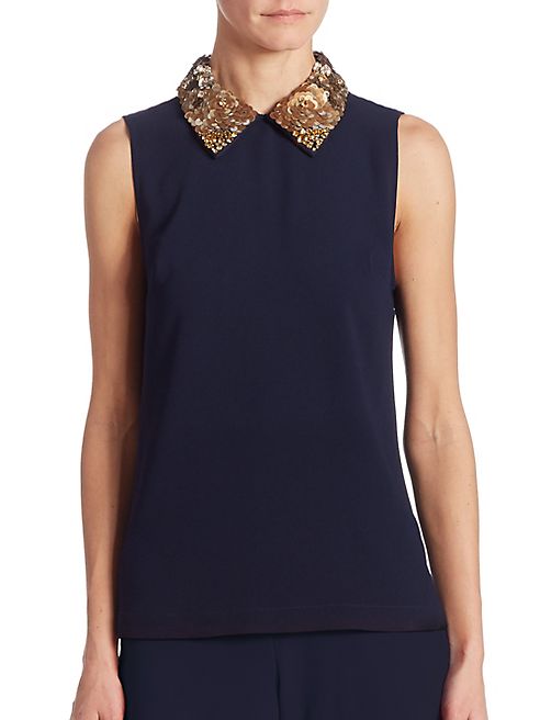 Trina Turk - Amaranth Glitter-Collar Top