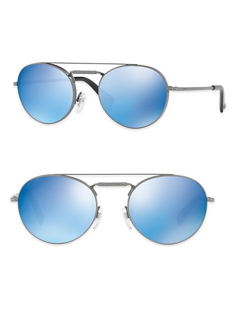 Valentino - Glamtech 51MM Mirrored Round Aviator Sunglasses