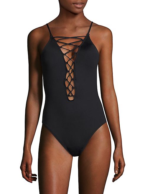 La Blanca Swim - Island Goddess Lace-Up Mio One-Piece Swimsuit