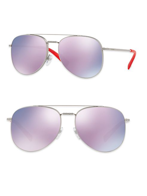 Valentino - Glamtech 56MM Mirrored Aviator Sunglasses