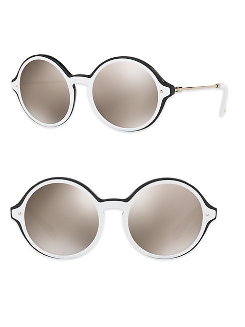 Valentino - Rockstud 53MM Mirrored Round Sunglasses