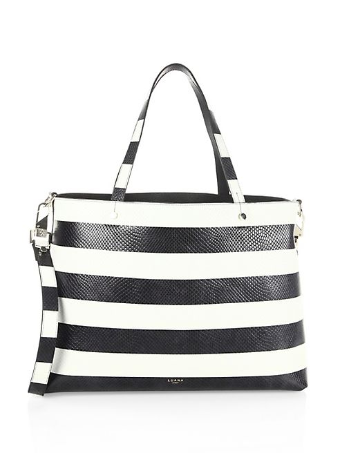 Luana Italy - Carlyle Reversible Snake-Embossed Leather Tote