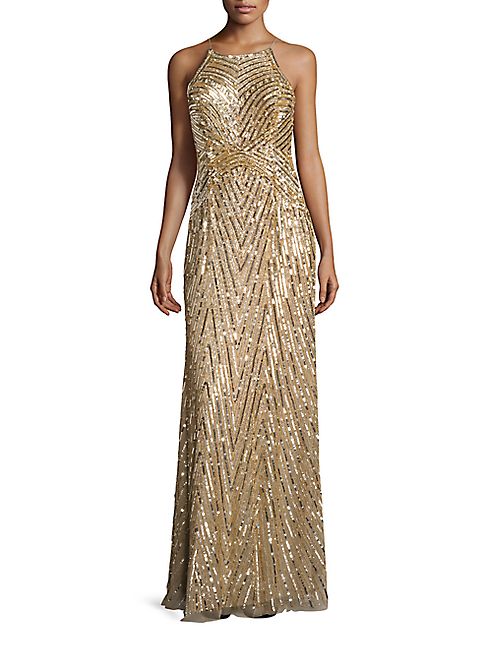 Aidan Mattox - Metallic Beaded Gown