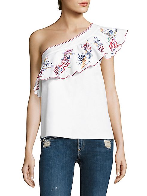 SALONI - Esme Embroidered One-Shoulder Top