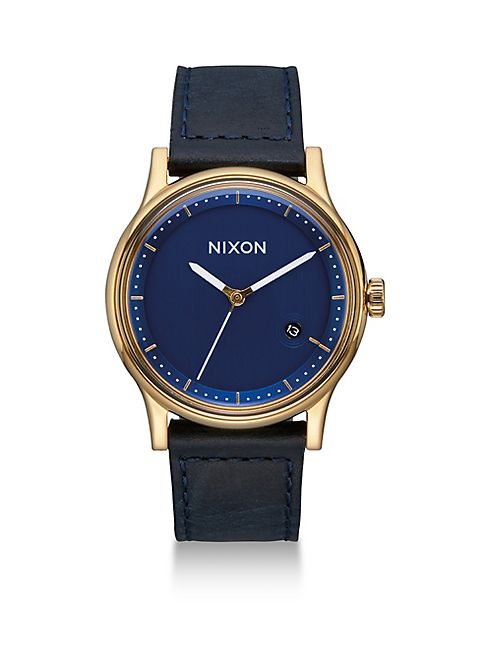 Nixon - Station Tapered Leather Strap Watch