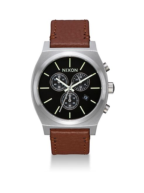 Nixon - Time Teller Chronograph Leather Strap Watch