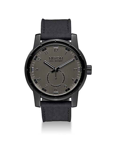 Nixon - Patriot Stainless Steel & Leather Strap Watch